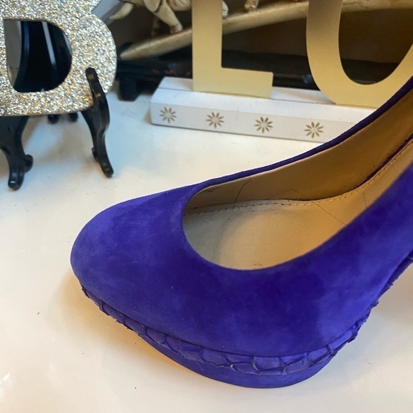 BRIAN ATWOOD PURPLE FONTANNE STILETTO PLATFORM SUEDE PUMPS SIZE 7 - Picture 6 of 13
